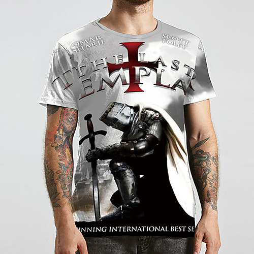 

Men's Unisex Tee T shirt 3D Print Anime Graphic Prints Plus Size Print Short Sleeve Casual Tops Basic Designer Big and Tall Gray