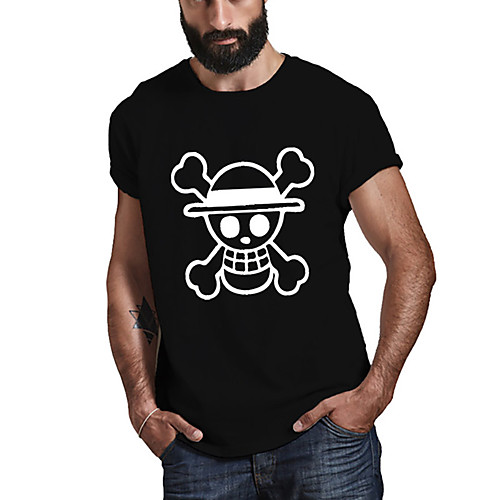 

Men's Unisex Tee T shirt Hot Stamping Graphic Prints Skull Plus Size Print Short Sleeve Casual Tops Cotton Basic Fashion Designer Big and Tall Black