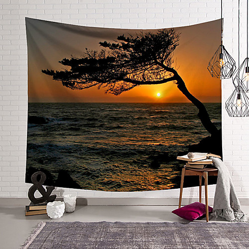 

Landscape Sunset Ocean Wall Tapestry Art Decor Blanket Curtain Hanging Home Bedroom Living Room Decoration Polyester