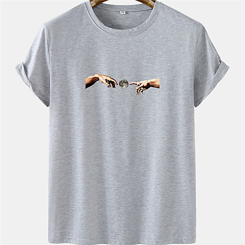 

Men's Unisex Tee T shirt Hot Stamping Graphic Prints Hand Plus Size Short Sleeve Casual Tops 100% Cotton Basic Designer Big and Tall White Black Khaki