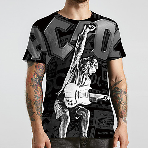 

Men's Unisex Tee T shirt Shirt 3D Print Graphic Prints Human Plus Size Print Short Sleeve Casual Tops Basic Designer Big and Tall Round Neck Black / Summer