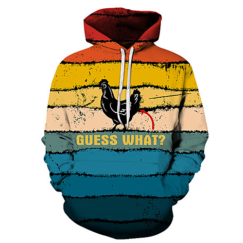 

Men's Unisex Plus Size Pullover Hoodie Sweatshirt Graphic Prints Chicken Print Hooded Casual Daily Holiday 3D Print Basic Designer Hoodies Sweatshirts Long Sleeve Rainbow