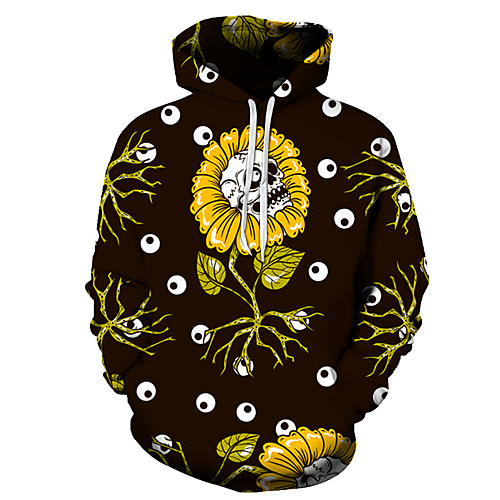 

Men's Unisex Plus Size Pullover Hoodie Sweatshirt Graphic Prints Sunflower Print Hooded Casual Daily Holiday 3D Print Basic Designer Hoodies Sweatshirts Long Sleeve Black