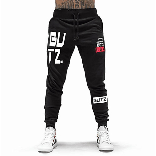 

Men's Chino Sports Outdoor Sports Casual Sports Pants Tactical Cargo Pants Letter Full Length Print Black Gray