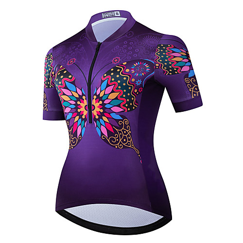 

21Grams Women's Short Sleeve Cycling Jersey Summer Spandex Polyester Black / Red Tropical Flowers Bike Jersey Top Mountain Bike MTB Road Bike Cycling Quick Dry Moisture Wicking Breathable Sports
