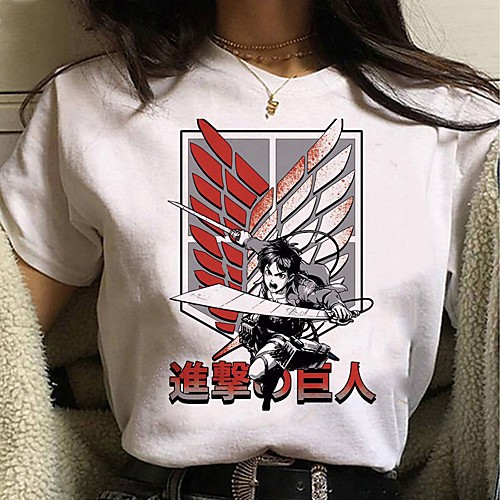 

Inspired by Attack on Titan Cosplay Anime Cartoon Polyester / Cotton Blend Print Harajuku Graphic Kawaii T-shirt For Women's / Men's