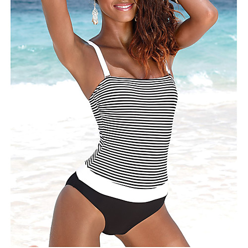 

Women's One Piece Monokini Swimsuit Tummy Control Slim Print Color Block Gray Swimwear Strap Bathing Suits New Vacation Sports / Padded Bras