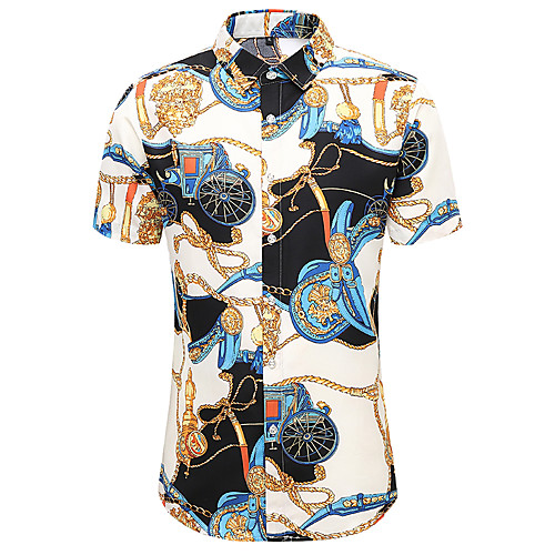 

Men's Shirt Other Prints Vintage Plus Size Print Short Sleeve Casual Tops Hawaiian Beige