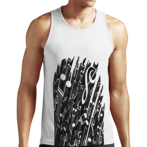 

Men's Unisex Tank Top Undershirt 3D Print Graphic Prints Notes Plus Size Print Sleeveless Casual Tops Basic Designer Big and Tall White