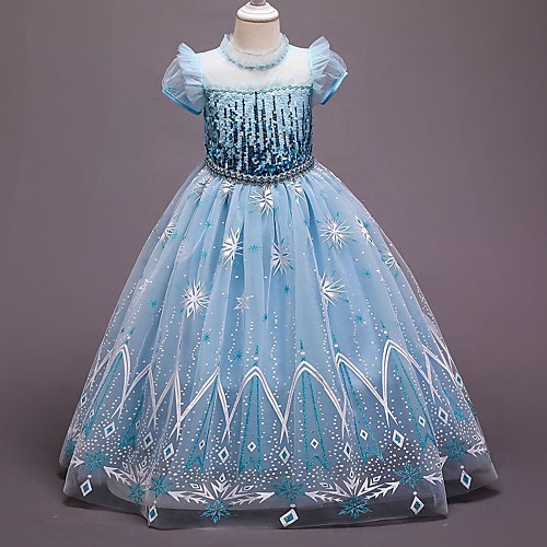 

Princess Flapper Dress Dress Party Costume Girls' Movie Cosplay Cosplay Costume Party Blue Dress Children's Day Masquerade Polyester Organza