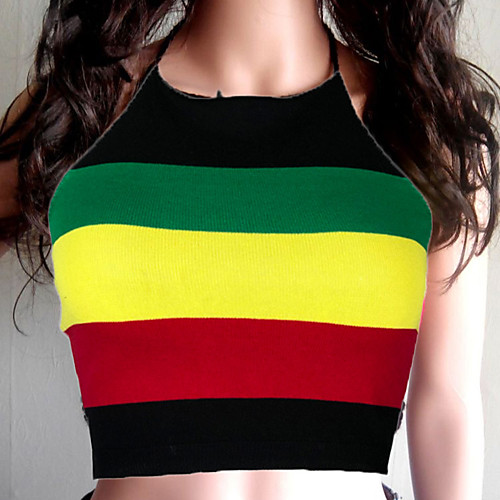 

2021 cross-border european and american hot style sexy sling striped vest ins cropped one-piece hair top t1461