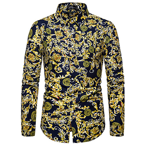

Men's Shirt Other Prints Symbol Print Long Sleeve Daily Tops Beach Button Down Collar A