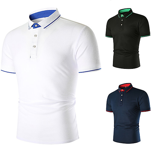 

Men's Golf Shirt Tennis Shirt non-printing Solid Color Short Sleeve Casual Tops Simple White Black Navy Blue / Summer