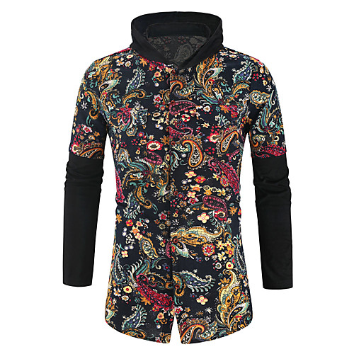 

Men's Shirt Other Prints Plants Long Sleeve Daily Tops Ethnic Style A