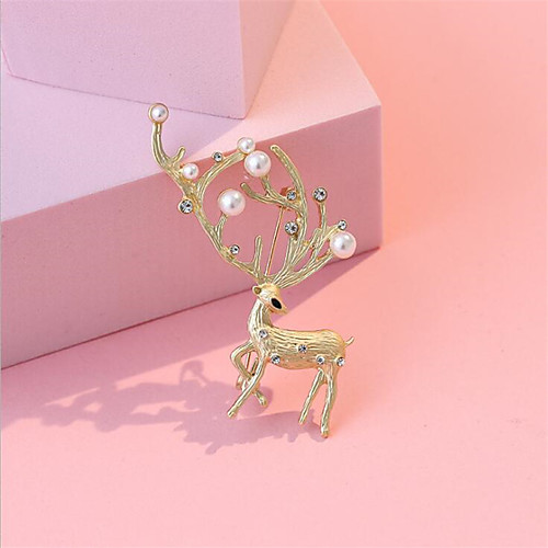 

Women's Pearl Brooches Geometrical Deer Stylish Brooch Jewelry Gold For Birthday Office / Career Dailywear