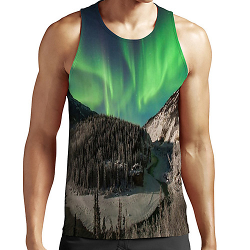 

Men's Unisex Tank Top Undershirt 3D Print Scenery Graphic Prints Plus Size Print Sleeveless Casual Tops Basic Fashion Designer Breathable Green