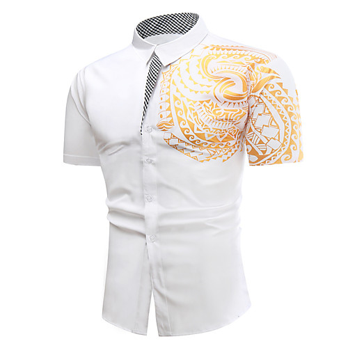 

Men's Shirt Other Prints Graphic Short Sleeve Casual Tops Basic Casual Vintage White Red Wine