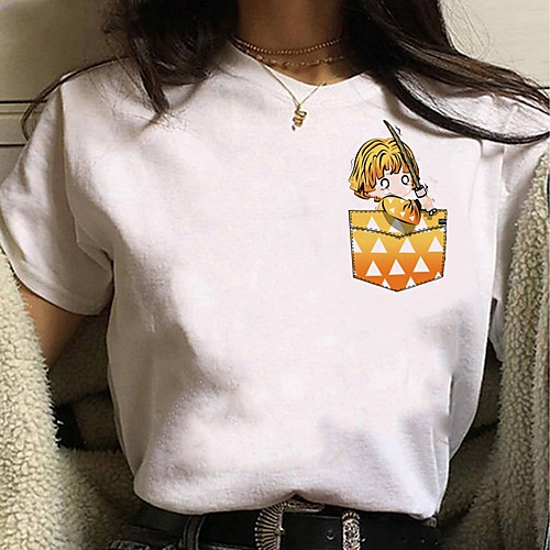 

Inspired by Demon Slayer Cosplay Anime Cartoon Polyester / Cotton Blend Print Harajuku Graphic Kawaii T-shirt For Women's / Men's