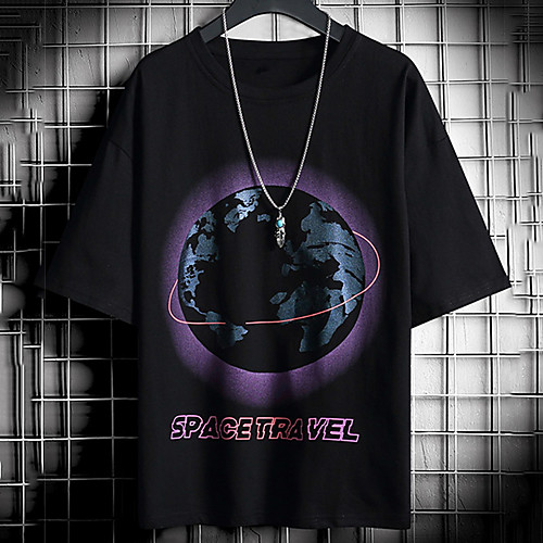 

Men's Unisex Tee T shirt Hot Stamping Graphic Prints Earth Letter Plus Size Print Short Sleeve Casual Tops Cotton Basic Fashion Designer Big and Tall White Black Dark Gray