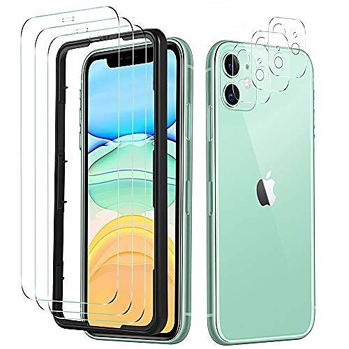 

msova tempered glass screen protector replacement for iphone 11, camera screen protector [3 pieces], 9h toughened glass hd glass bubble free fits replacement for iphone 11 smartphone. clear