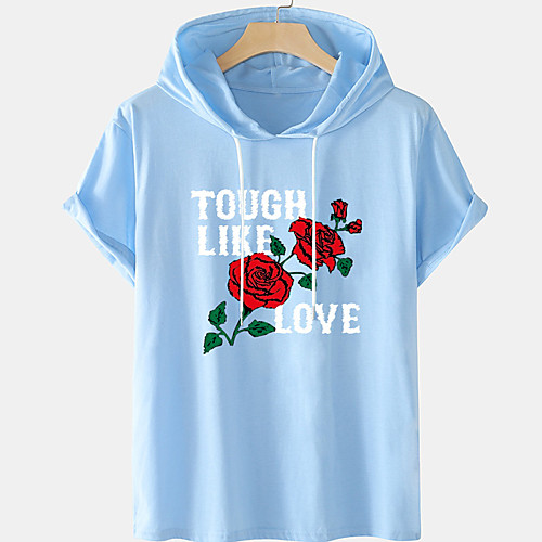 

Men's Unisex Tee T shirt Hot Stamping Graphic Prints Rose Letter Plus Size Short Sleeve Casual Tops Cotton Basic Designer Big and Tall White Blue Black