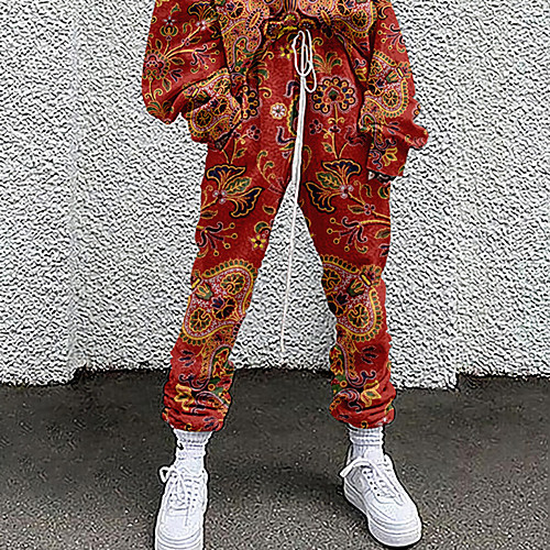 

Women's Fashion Casual / Sporty Comfort Daily Weekend Sweatpants Pants Graphic Geometric Pattern Full Length Pocket Elastic Drawstring Design Print Blue Red