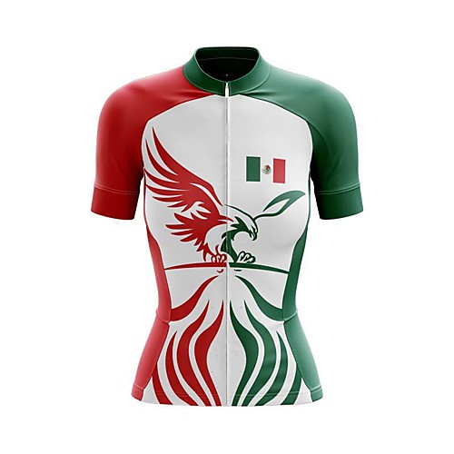 

21Grams Women's Short Sleeve Cycling Jersey Summer Spandex Polyester White Patchwork National Flag Bike Jersey Top Mountain Bike MTB Road Bike Cycling Breathable Reflective Strips Back Pocket Sports