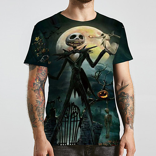 

Men's Unisex Tee T shirt Shirt 3D Print Graphic Prints Skull Plus Size Print Short Sleeve Casual Tops Basic Designer Big and Tall Round Neck Dark Gray / Summer
