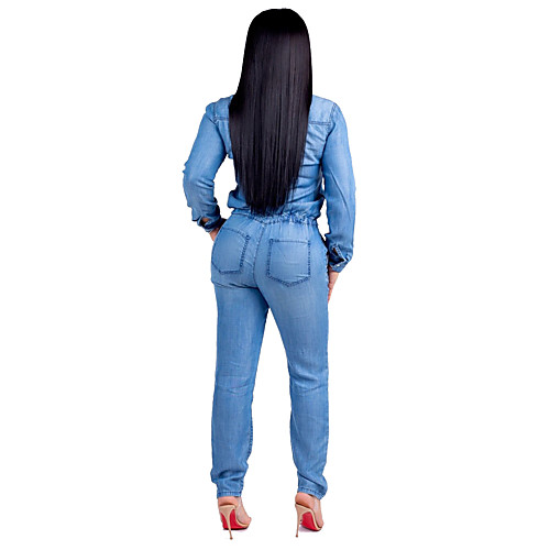 

Women's Casual 2021 Blue Jumpsuit Solid Color
