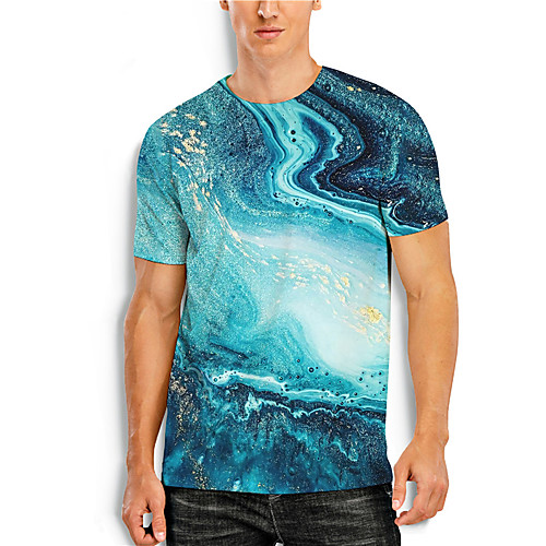 

Men's Tee T shirt 3D Print Graphic Prints Running water Print Short Sleeve Daily Tops Casual Designer Big and Tall Blue