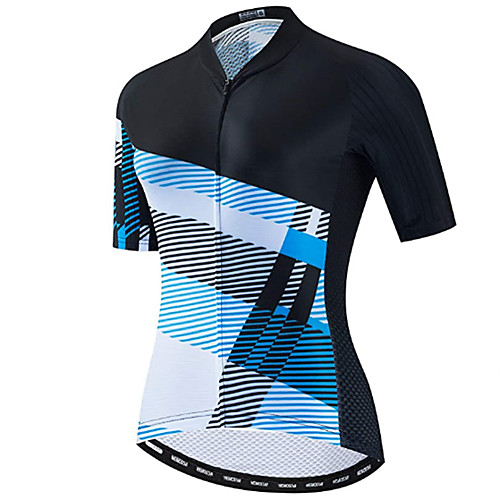 

21Grams Women's Short Sleeve Cycling Jersey Summer Spandex Polyester Bule / Black Stripes Bike Jersey Top Mountain Bike MTB Road Bike Cycling Quick Dry Moisture Wicking Breathable Sports Clothing