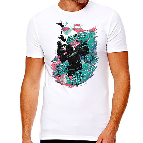 

Men's Unisex Tee T shirt Hot Stamping Graphic Prints Wolf Human Plus Size Print Short Sleeve Casual Tops Cotton Basic Designer Big and Tall White