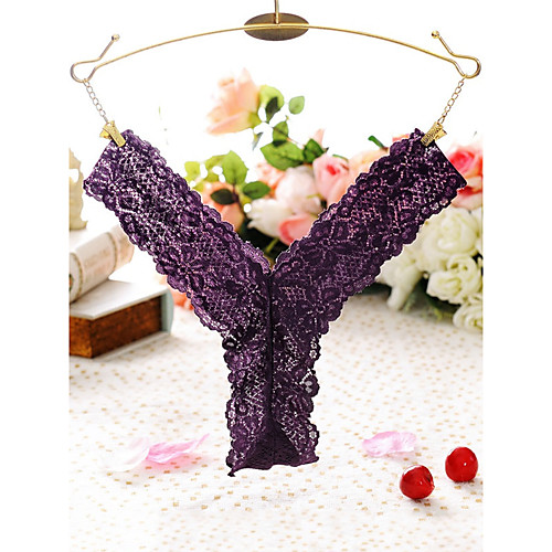 

Women's Lace G-strings & Thongs Panties Micro-elastic Low Waist 1 PC Purple One-Size