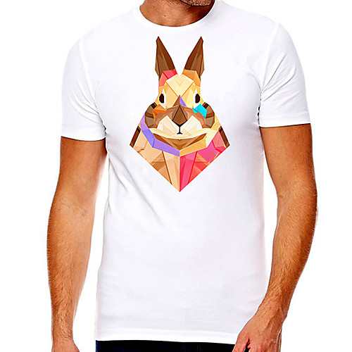 

Men's Unisex Tee T shirt Hot Stamping Graphic Prints Rabbit / Bunny Plus Size Print Short Sleeve Casual Tops Cotton Basic Designer Big and Tall White