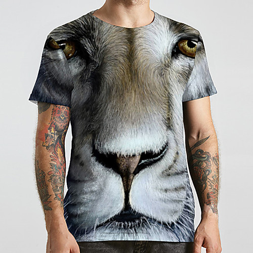 

Men's Unisex Tee T shirt 3D Print Graphic Prints Plus Size Print Short Sleeve Casual Tops Fashion Designer Big and Tall Gray
