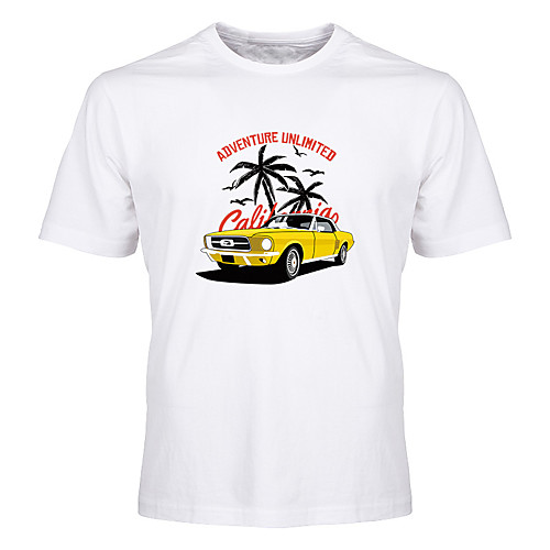 

Men's Unisex Tee T shirt Hot Stamping Graphic Prints Car Coconut Tree Plus Size Print Short Sleeve Casual Tops Cotton Basic Fashion Designer Big and Tall White Black Blue