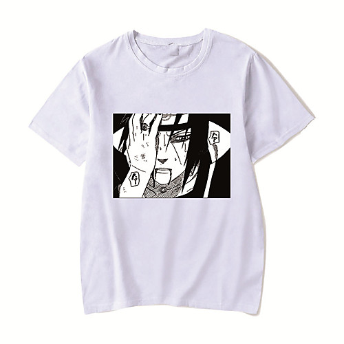 

Men's Unisex Tee T shirt Hot Stamping Anime Graphic Prints Plus Size Naruto Print Short Sleeve Casual Tops Cotton Basic Designer Big and Tall White Black Red