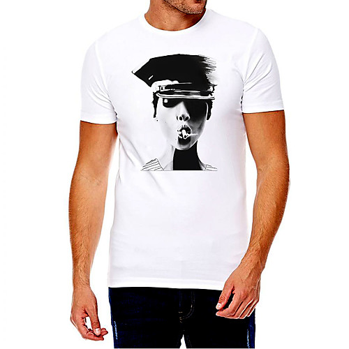 

Men's Unisex Tee T shirt Hot Stamping Graphic Prints Portrait Plus Size Print Short Sleeve Casual Tops Cotton Basic Fashion Designer Big and Tall White