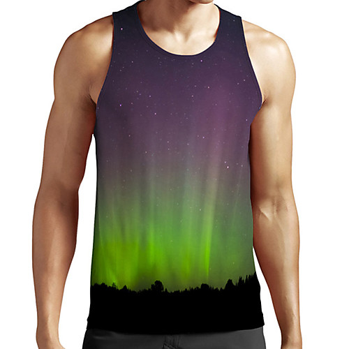 

Men's Unisex Tank Top Undershirt 3D Print Scenery Graphic Prints Plus Size Print Sleeveless Casual Tops Basic Fashion Designer Breathable Purple
