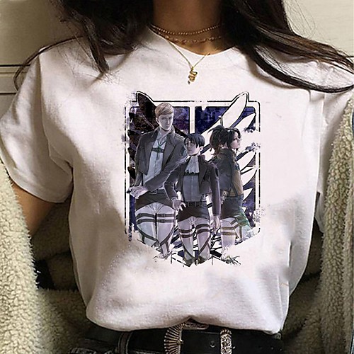 

Inspired by Attack on Titan Cosplay Anime Cartoon Polyester / Cotton Blend Print Harajuku Graphic Kawaii T-shirt For Women's / Men's