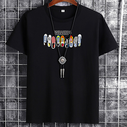 

Men's Unisex Tee T shirt Hot Stamping Graphic Prints Shoe Letter Plus Size Print Short Sleeve Casual Tops Cotton Basic Fashion Designer Big and Tall White Black Khaki
