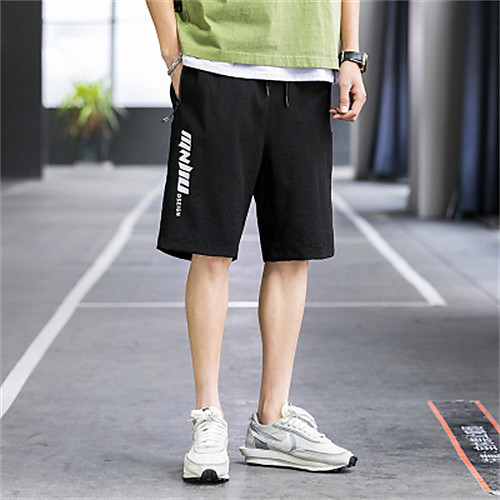 

Men's Shorts Shorts Pants Letter Knee Length Black Light gray
