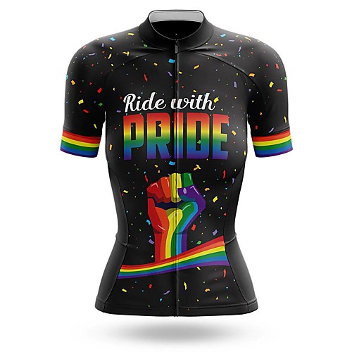 

21Grams Women's Short Sleeve Cycling Jersey Summer Spandex Polyester Black Rainbow Bike Jersey Top Mountain Bike MTB Road Bike Cycling Quick Dry Moisture Wicking Breathable Sports Clothing Apparel