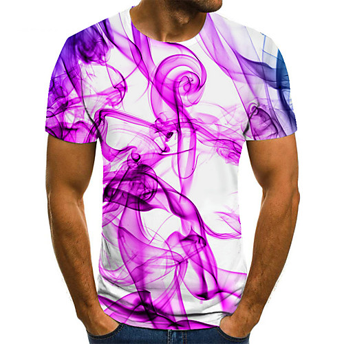 

Men's Unisex Tee T shirt 3D Print Color Block Graphic Prints Plus Size Print Short Sleeve Casual Tops Basic Fashion Designer Big and Tall Purple