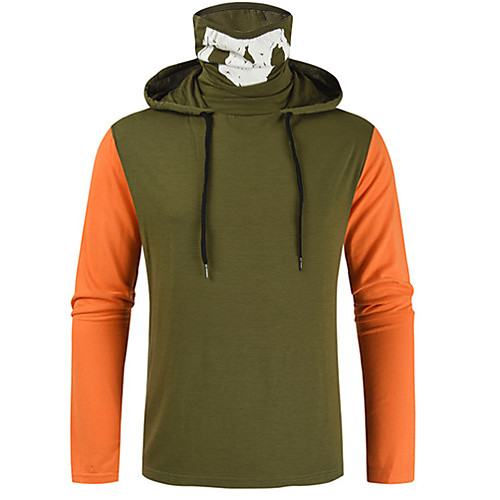 

Men's T shirt Other Prints Skull Long Sleeve Casual Tops Vintage Orange Green Dark Gray
