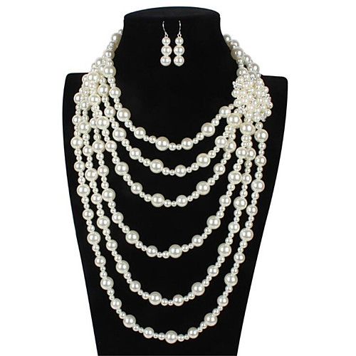 

Women's Pearl Jewelry Set Geometrical Flower Fashion Earrings Jewelry White For Anniversary Party Evening Prom Festival 1 set