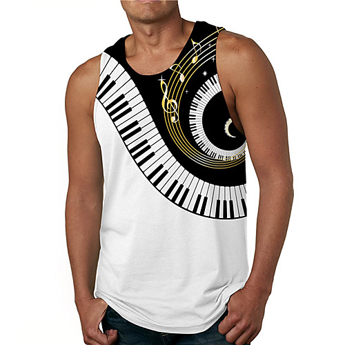 

Men's Tank Top Undershirt Shirt 3D Print Graphic Prints Musical Instrument Print Sleeveless Daily Tops Casual Designer Big and Tall Round Neck White / Summer