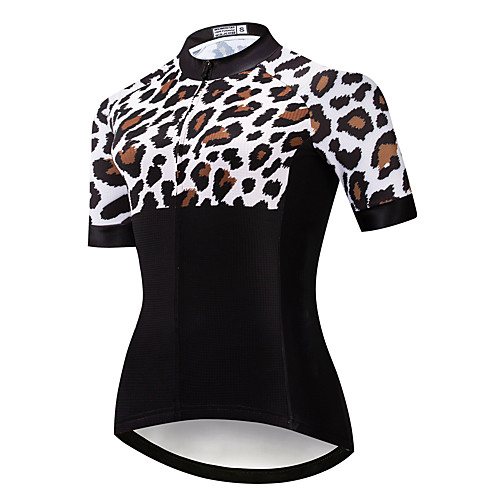 

21Grams Women's Short Sleeve Cycling Jersey Summer Spandex Polyester Black Leopard Bike Jersey Top Mountain Bike MTB Road Bike Cycling Quick Dry Moisture Wicking Breathable Sports Clothing Apparel