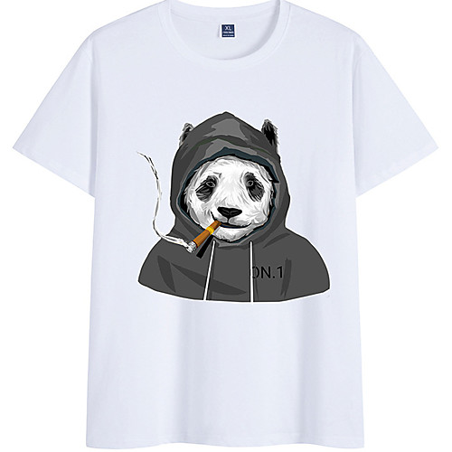 

Men's Unisex Tee T shirt Hot Stamping Graphic Prints Panda Plus Size Short Sleeve Casual Tops 100% Cotton Basic Vintage Designer Big and Tall White Black Red