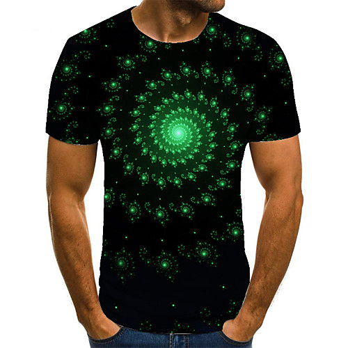 

Men's Unisex Tee T shirt 3D Print Graphic Prints Spiral Stripe Plus Size Print Short Sleeve Casual Tops Basic Fashion Designer Big and Tall Green